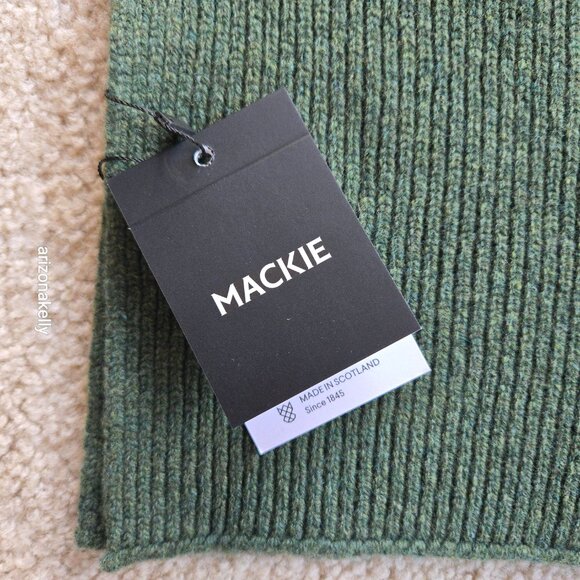 NWT Mackie Wool Ribbed Scarf Green Robert Mackie Scotland - Picture 3 of 8